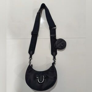 True Religion Black Nylon Crossbody Bag with PU coin purse